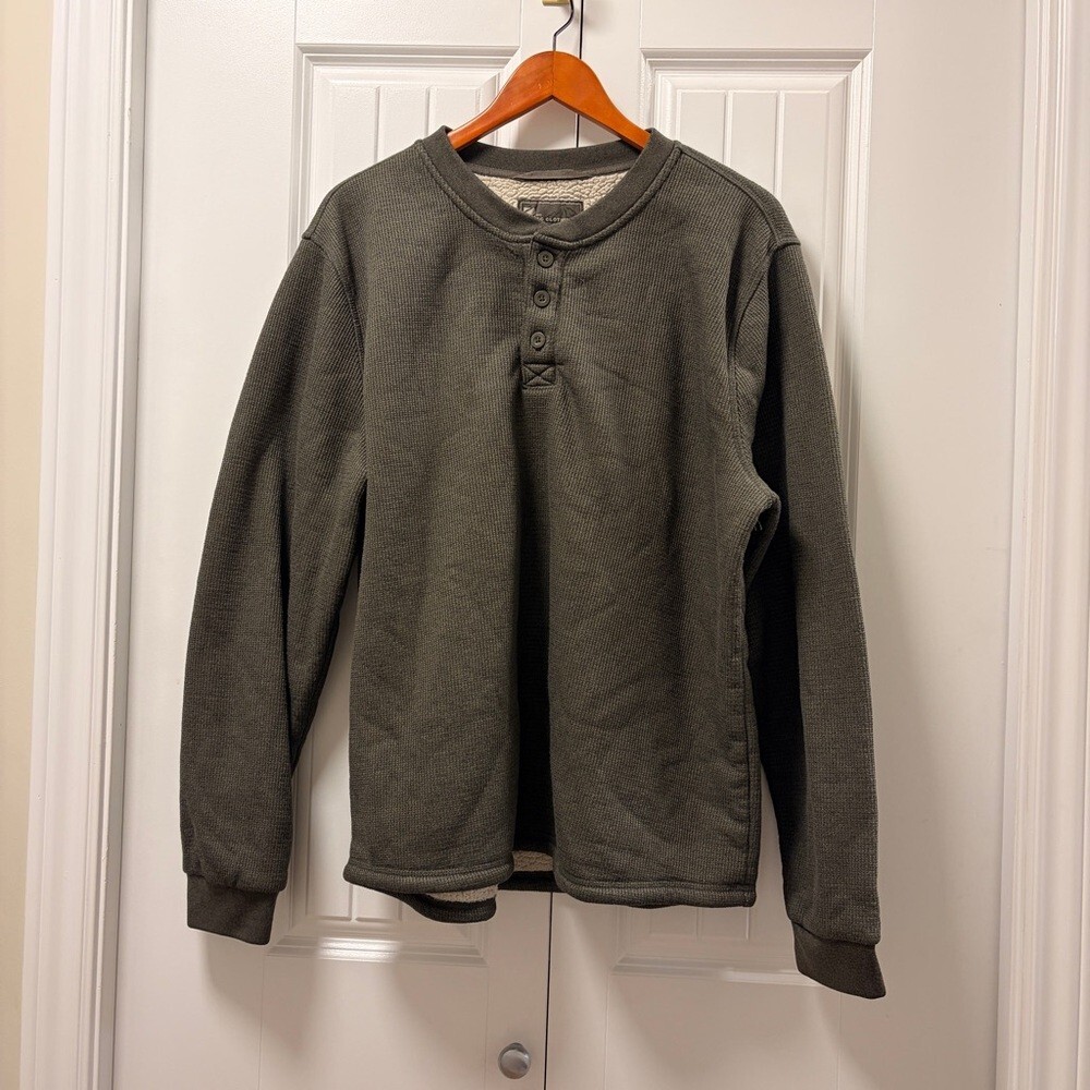 BC Clothing Fleece-Lined Sherpa Henley Green – XL